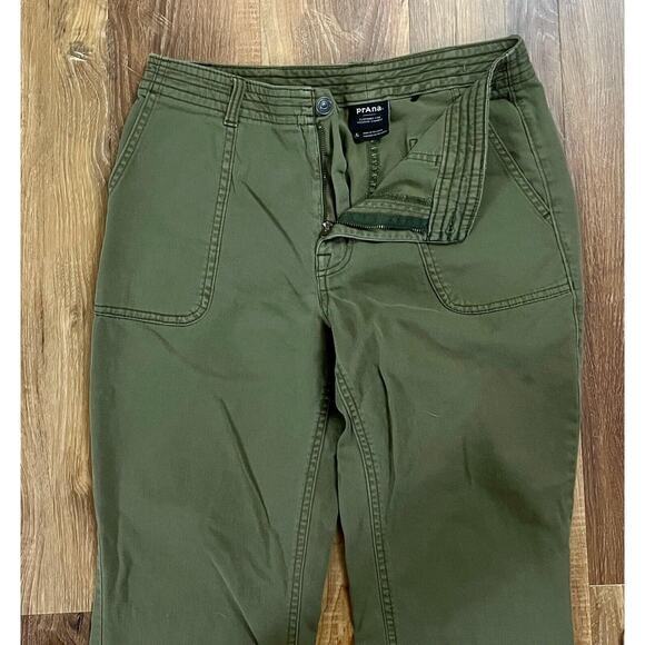 PrAna Pants Women’s 6 Olive Green Flat Front Straight Casual Pockets Outdoor EUC - Picture 6 of 11